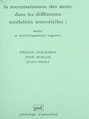 cover image of La reconnaissance des mots dans les différentes modalités sensorielles